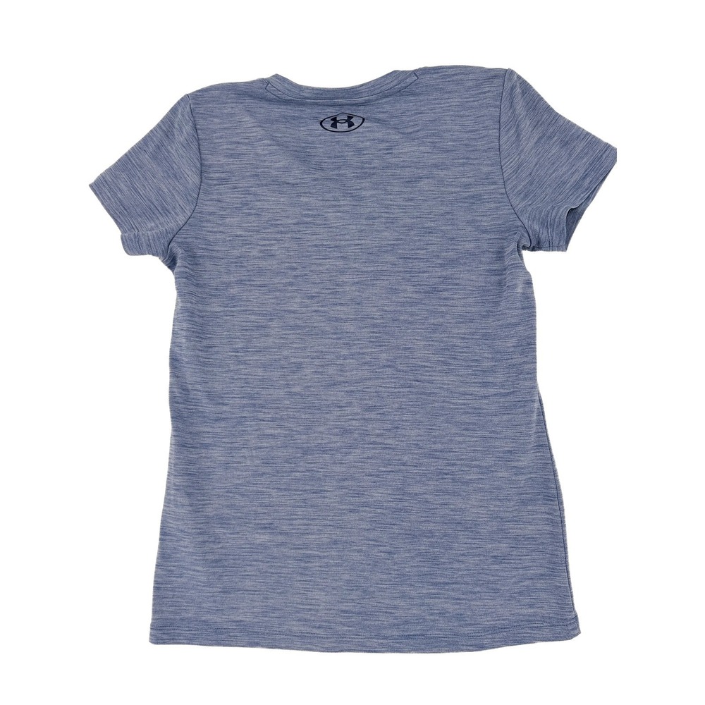 Under Armour Women Small Blue Heather Space Dye V-Neck HeatGear T-Shirt Slim Fit - Picture 7 of 7